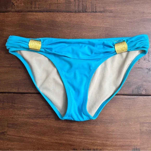 VINTAGE Y2K Luxury-Look Gold Metal Detail Swim Bottoms S - Picture 6 of 8